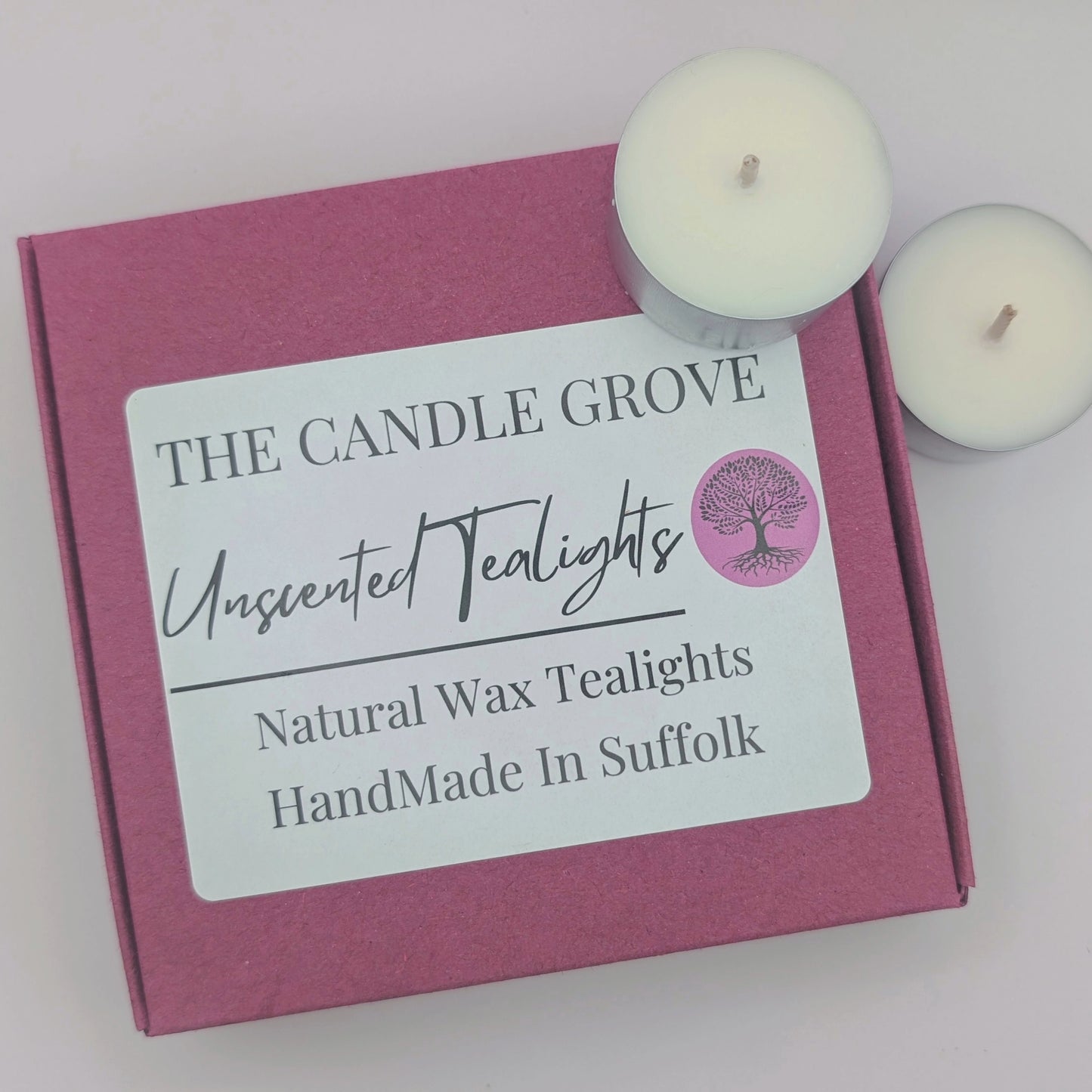 Natural Wax unscented Tealights.